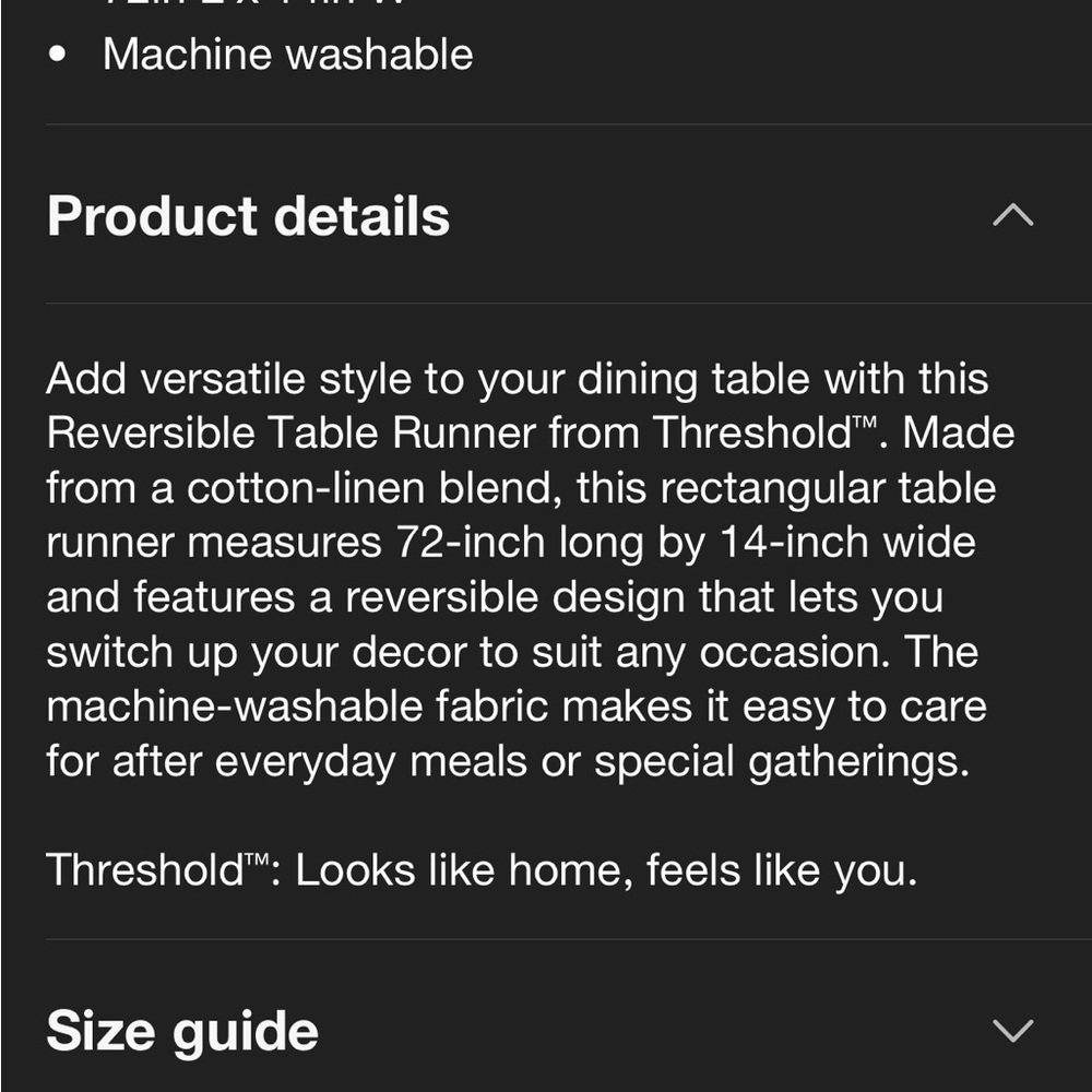 Threshold reversible table runner - Picture 3 of 3